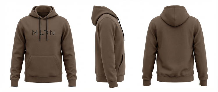 هودی زنانه طرح Moon Layona رنگ قهوهای موکا