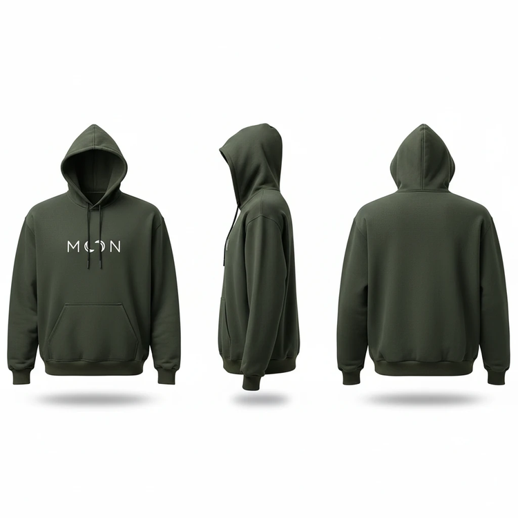هودی زنانه طرح Moon Layona رنگ سبز تیره