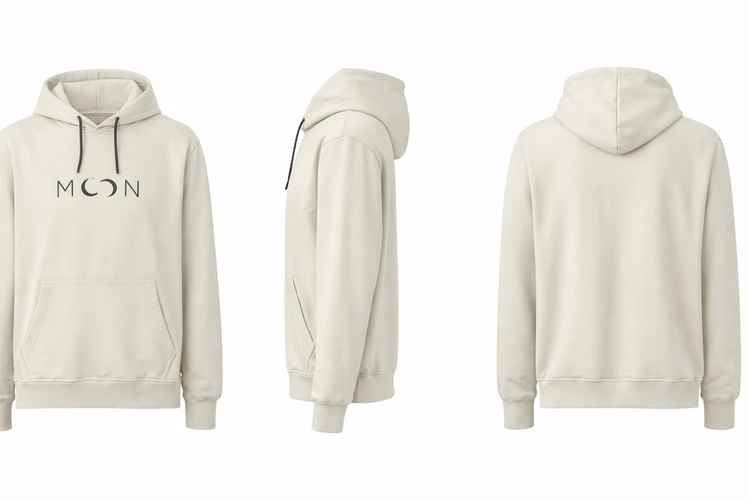هودی زنانه طرح Moon Layona رنگ کرم