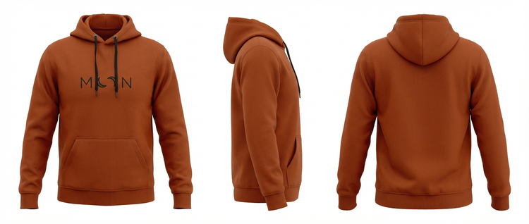 هودی زنانه طرح Moon Layona رنگ نارنجی سوخته