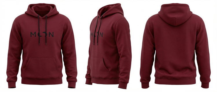 هودی زنانه طرح Moon Layona رنگ زرشکی