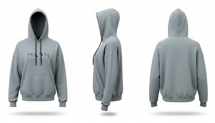 هودی زنانه طرح Moon Layona رنگ طوسی آبی