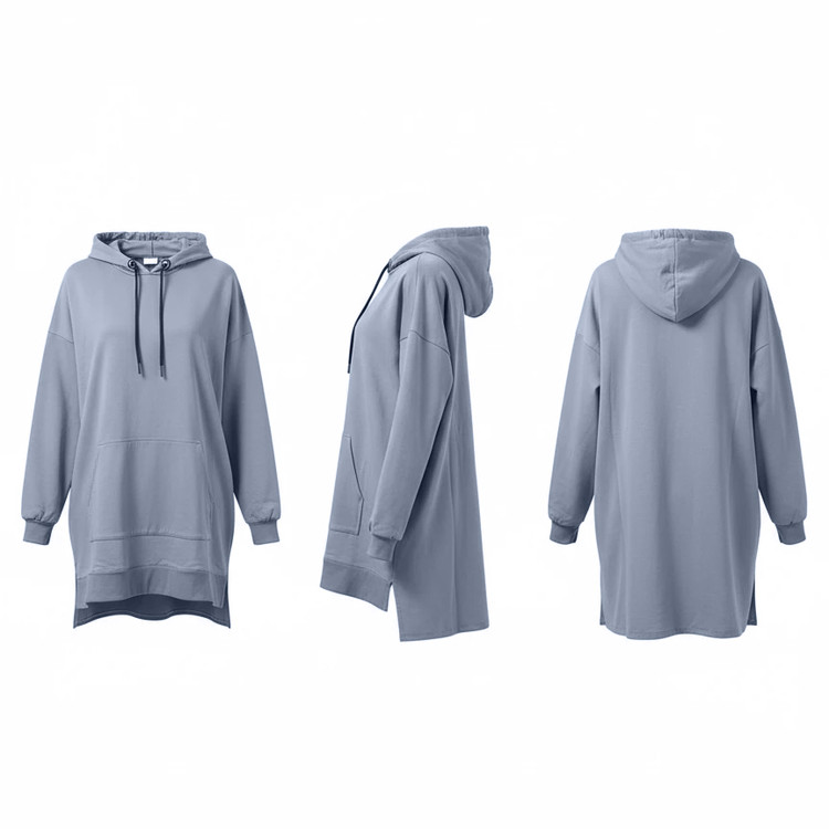 هودی زنانه Layona فریسایز رنگ آبی – طراحی اورسایز