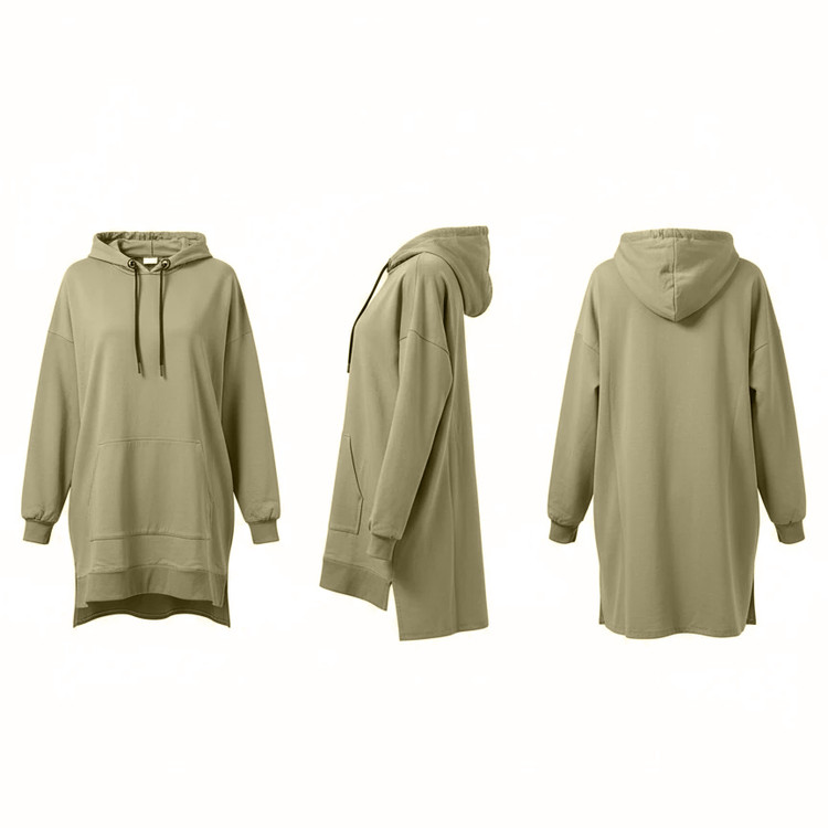 هودی زنانه Layona فریسایز رنگ زیتونی روشن – کلاهدار