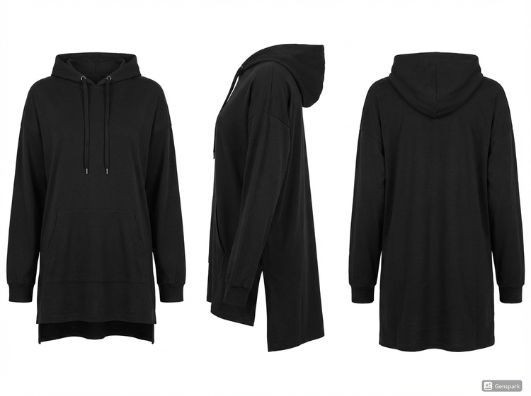 هودی زنانه Layona فریسایز رنگ مشکی – نمای جلو، پشت و بغل