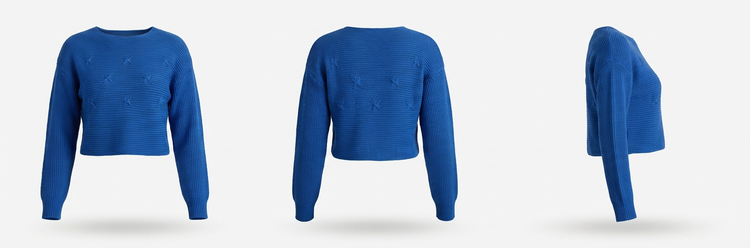 نیمتنه زنانه بافت کنفی آبی – Crop Knit Top