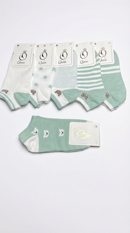 جوراب ساق کوتاه خرسی دخترانه فانتزی در رنگبندی متنوع - سبز